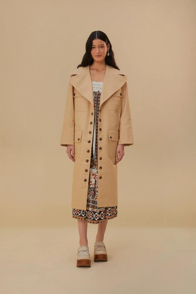 FARM Rio Pockets Over Nude Trench Coat Cover