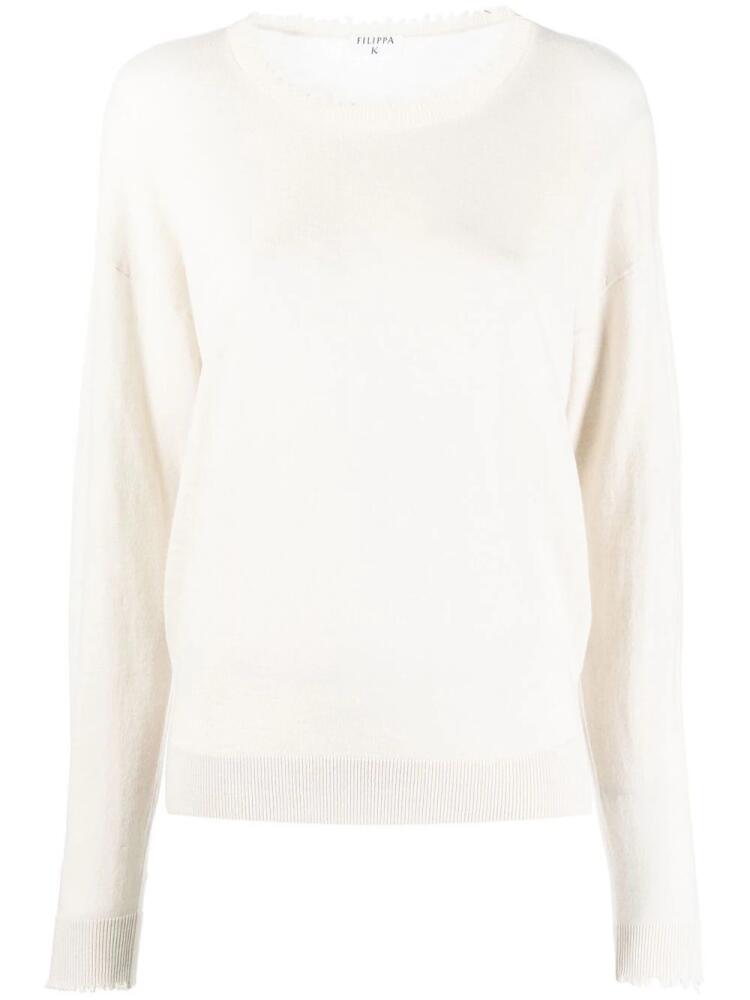 Filippa K frayed-neckline detail jumper - White Cover