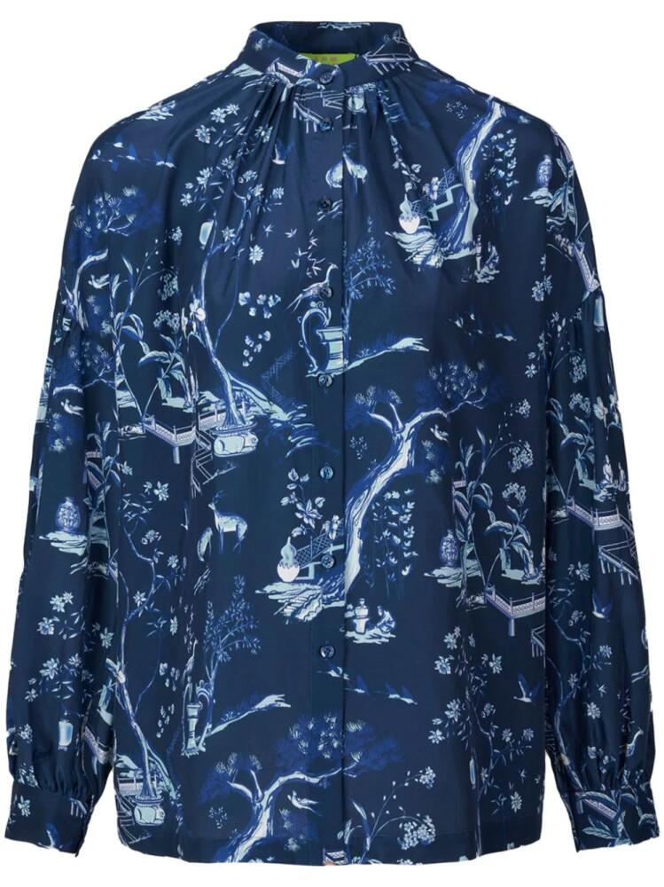 Shanghai Tang 'QuShui Garden Party' graphic-print blouse - Blue Cover