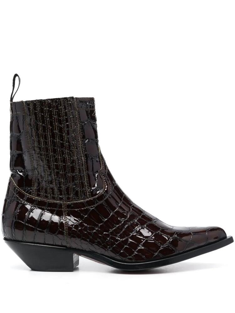 Sonora patent crocodile-embossed boots - Black Cover