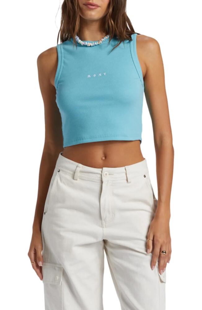 Roxy Roxify Sleeveless Rib Crop Top in Maui Blue Cover