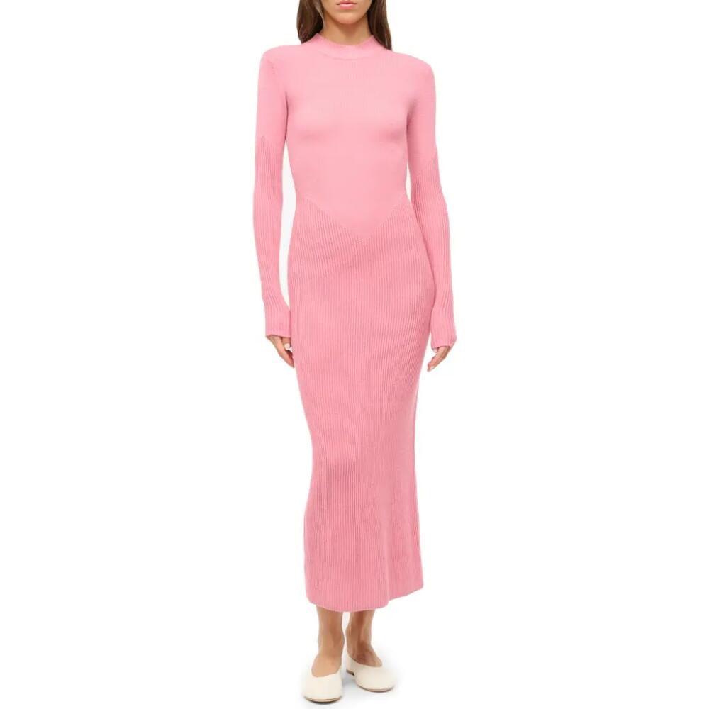 STAUD Ramona Long Sleeve Wool Blend Sweater Dress in Damask Pink Cover