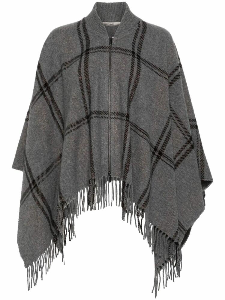 Peserico checked poncho - Grey Cover