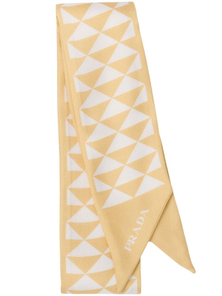 Prada triangle-logo twill scarf - Yellow Cover