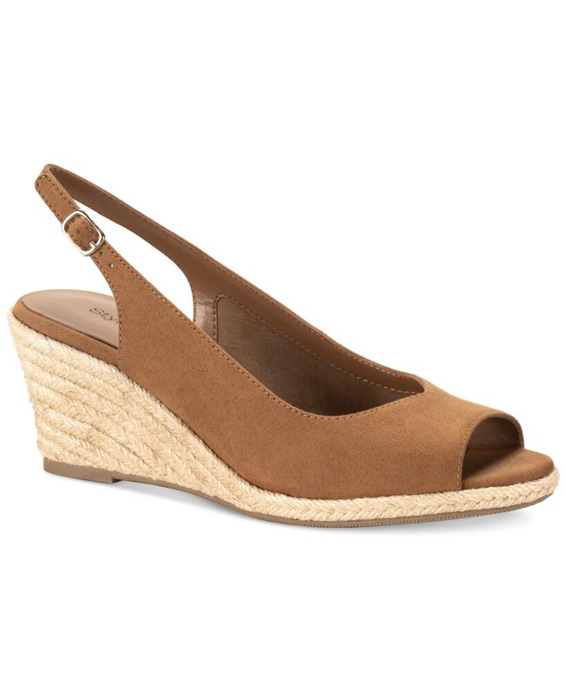 Style & Co Women's Darlitaa Peep Toe Slingback Wedge Pumps, Created for Macy's - Cognac Cover