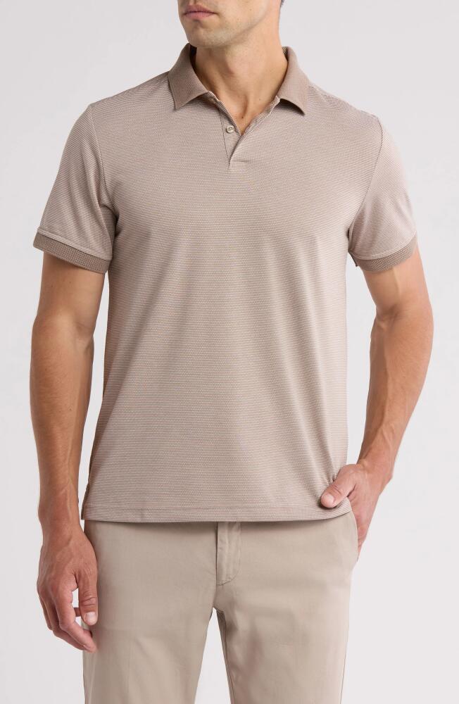 Nordstrom Pinstripe Jacquard Polo in Tan Desert Cover