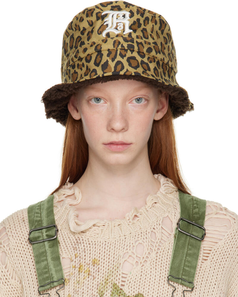 R13 Khaki Leopard Bucket Hat Cover