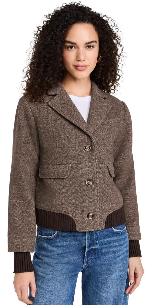 Favorite Daughter The City Bomber Jacket Chocolate Herringbone Cover