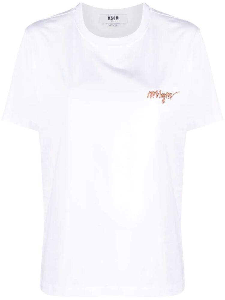 MSGM embroidered logo short-sleeve T-shirt - White Cover