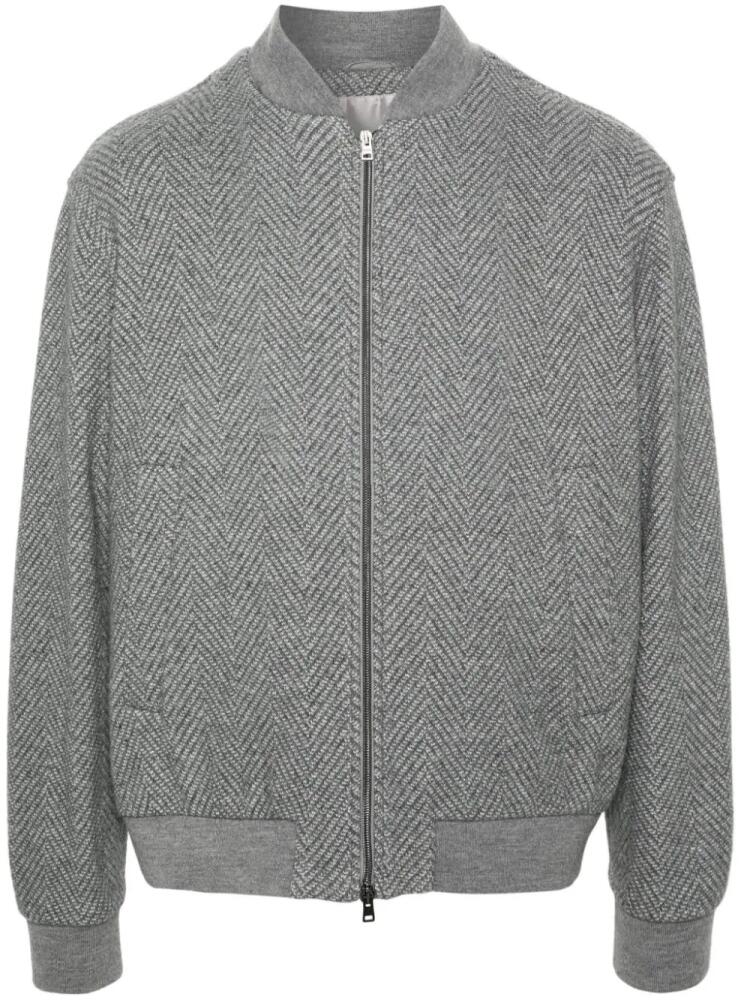 Herno herringbone-pattern bomber jacket - Grey Cover