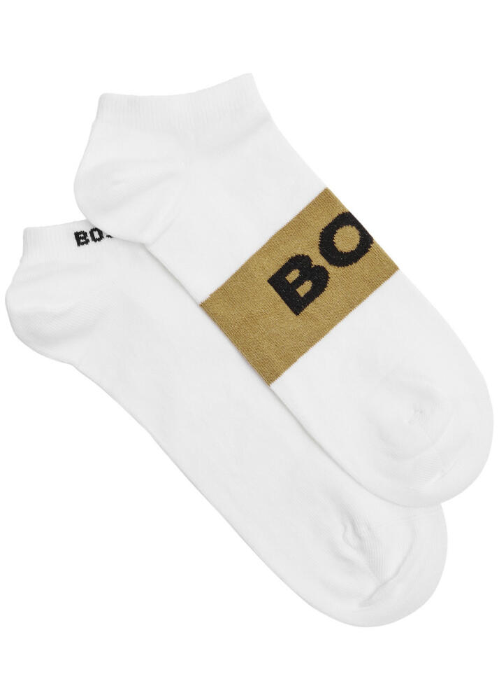 Boss Logo-intarsia Cotton-blend Socks - set of two - White Cover