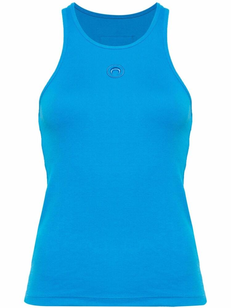 Marine Serre Crescent Moon-embroidered tank top - Blue Cover