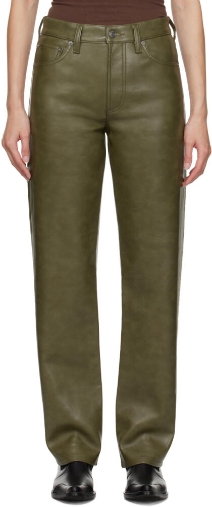 AGOLDE Khaki Sloane Leather Pants Cover