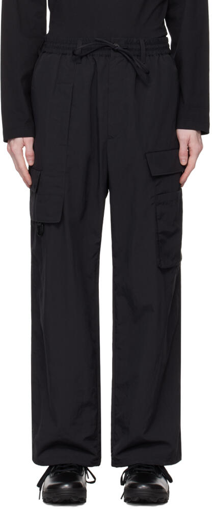 Y-3 Black Crinkled Cargo Pants Cover