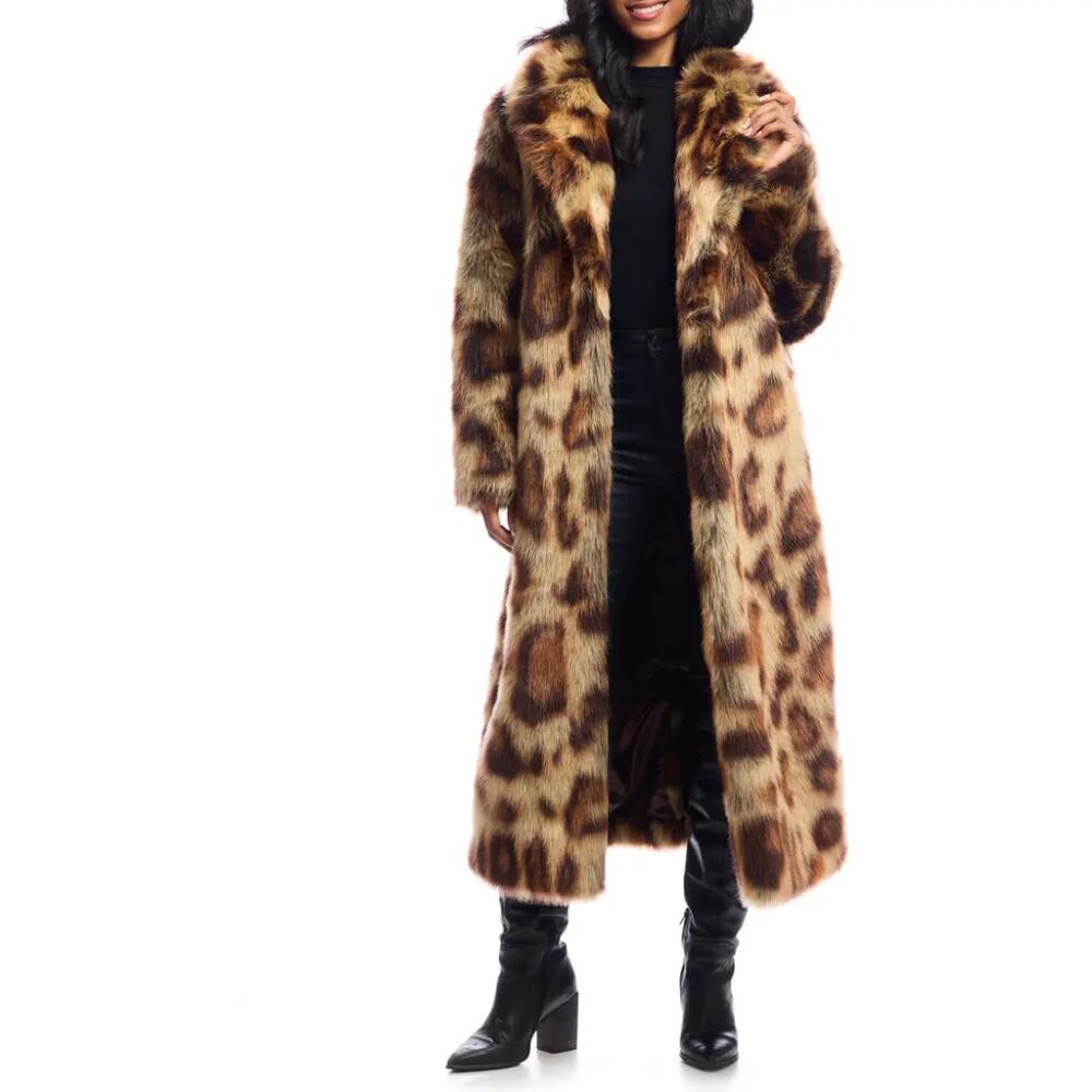 DONNA SALYERS FABULOUS FURS Feline Fine Faux Fur Coat in Leopard Cover