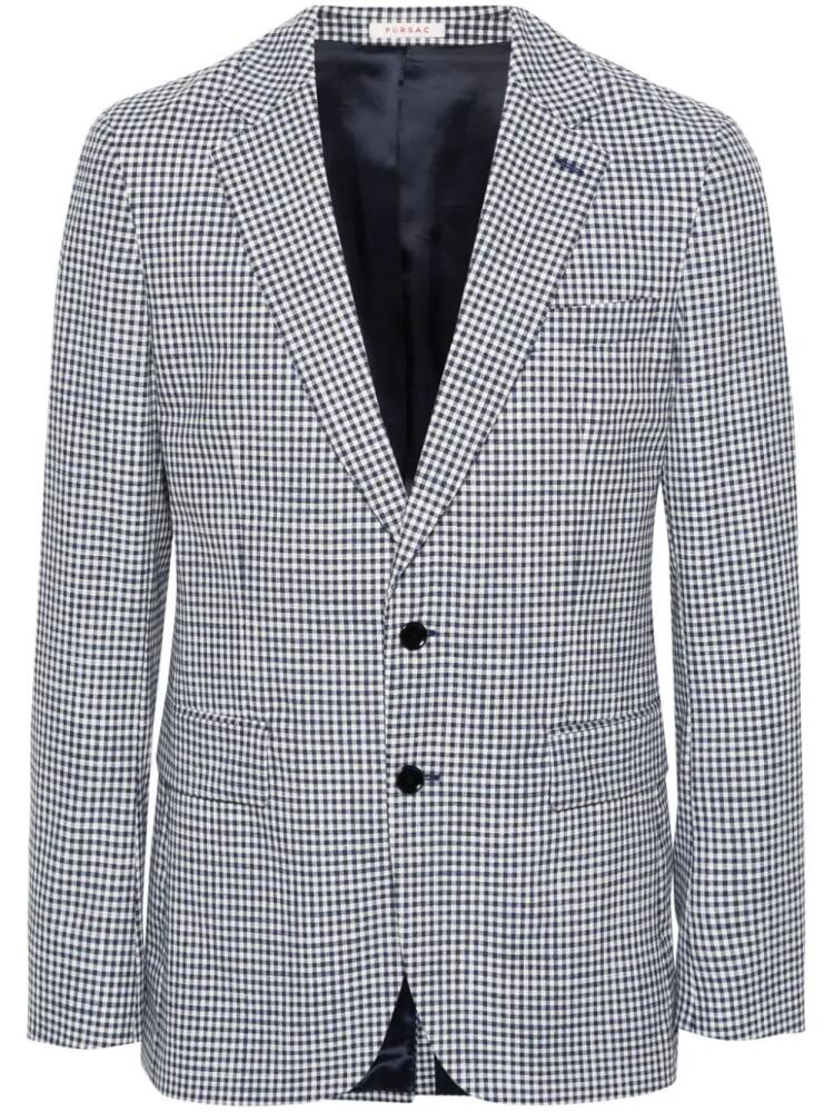 FURSAC gingham single-breasted blazer - Blue Cover