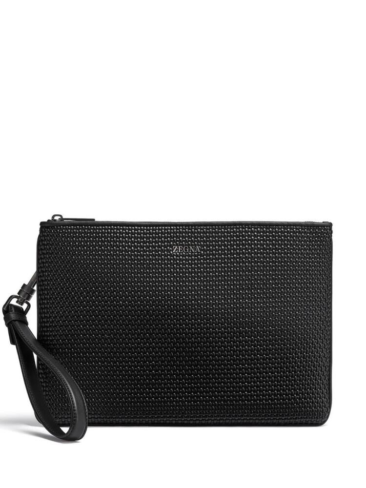 Zegna Pelletessuta™ flat-zip pouch - Black Cover