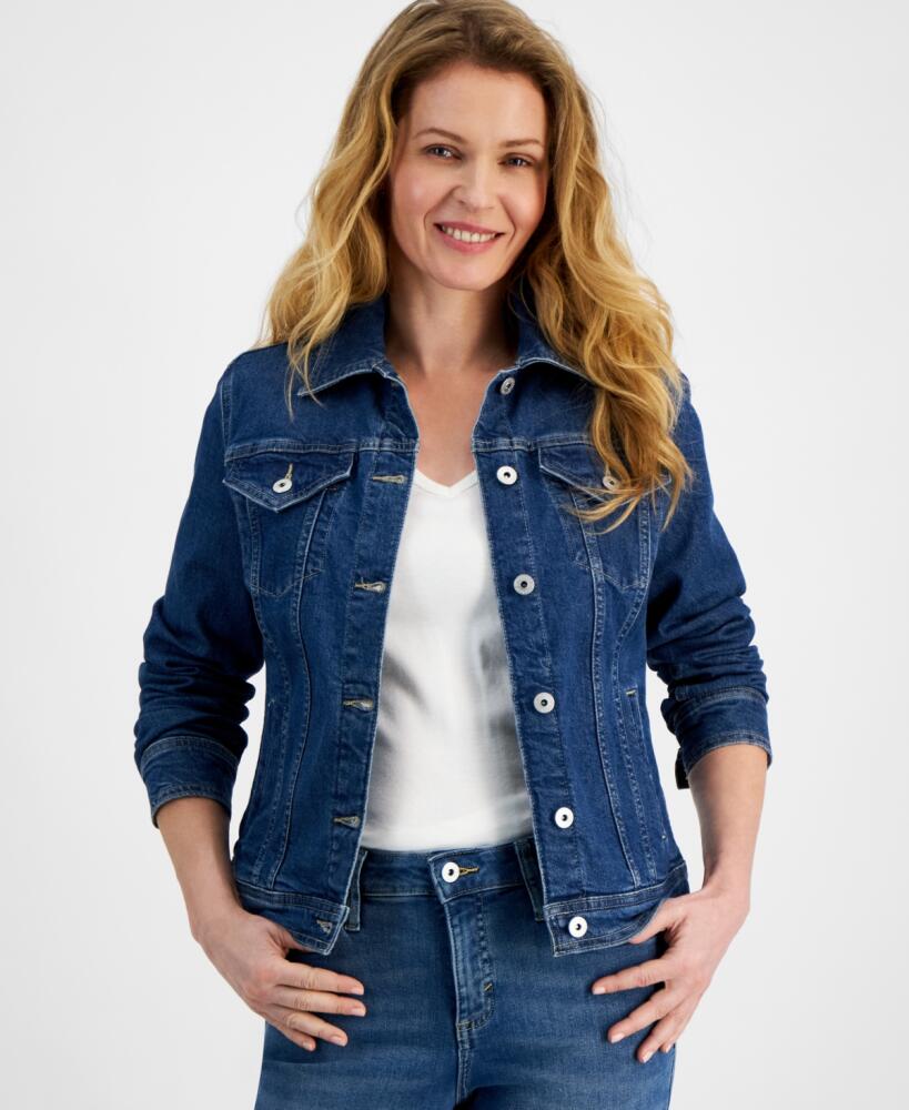 Style & Co Petite Classic Denim Trucker Jacket, Created for Macy's - Cosmos Cover