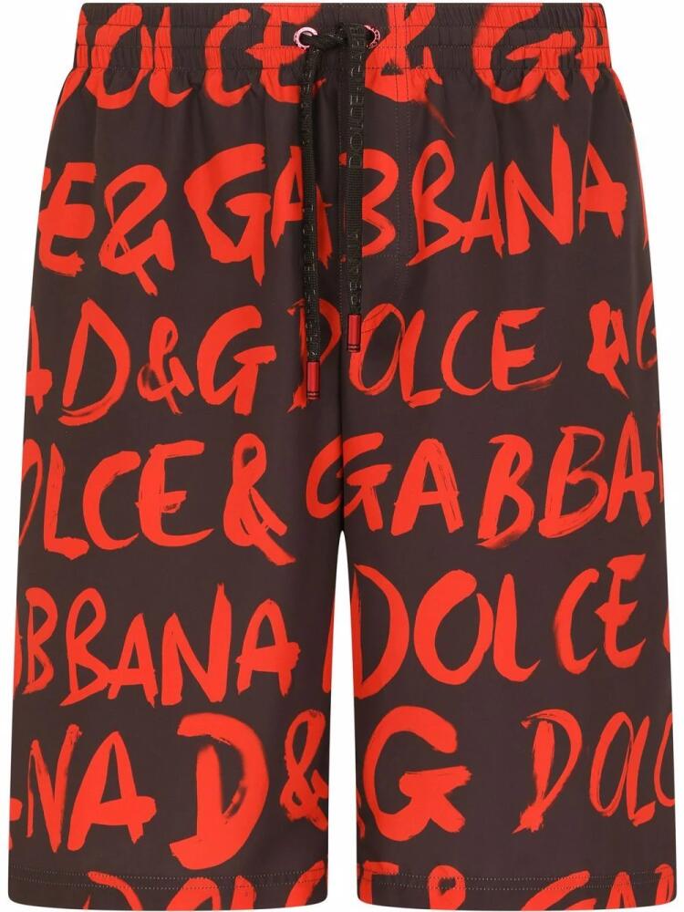 Dolce & Gabbana logo-print long swim shorts - Black Cover