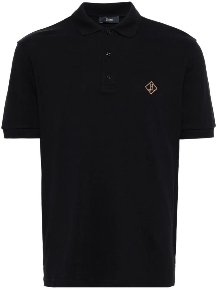 Herno logo-embroidered piqué polo shirt - Blue Cover