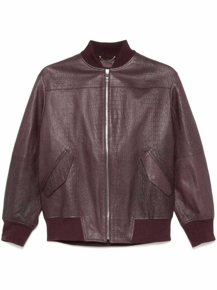 BOSS croc-embossed bomber jacket - Red Cover