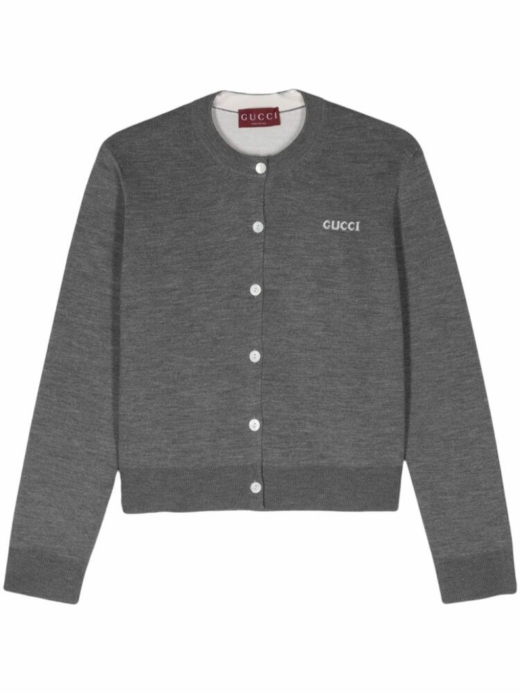 Gucci logo-jacquard cardigan - Grey Cover