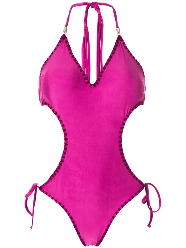 Amir Slama tie cut-out one-piece - Pink Cover