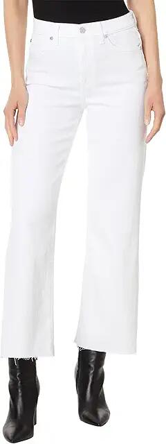 7 For All Mankind Cropped Alexa W/ Cut Hem (White) Women's Dress Pants Cover