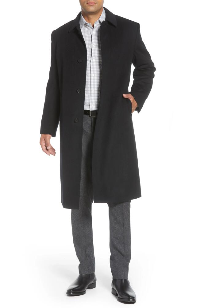 Hart Schaffner Marx Stanley Classic Fit Wool & Cashmere Overcoat in Black Cover