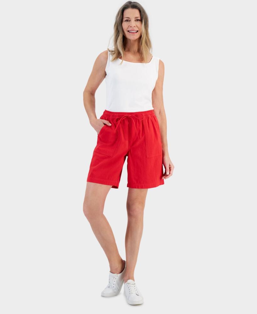 Style & Co Women's Cotton Drawstring Pull-On Shorts, Regular & Petite, Created for Macy's - Gumball Red Cover