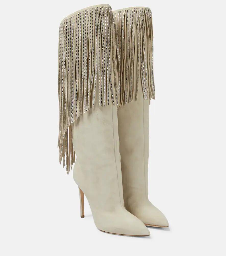 Paris Texas Fringed embellished suede knee-high boots Cover