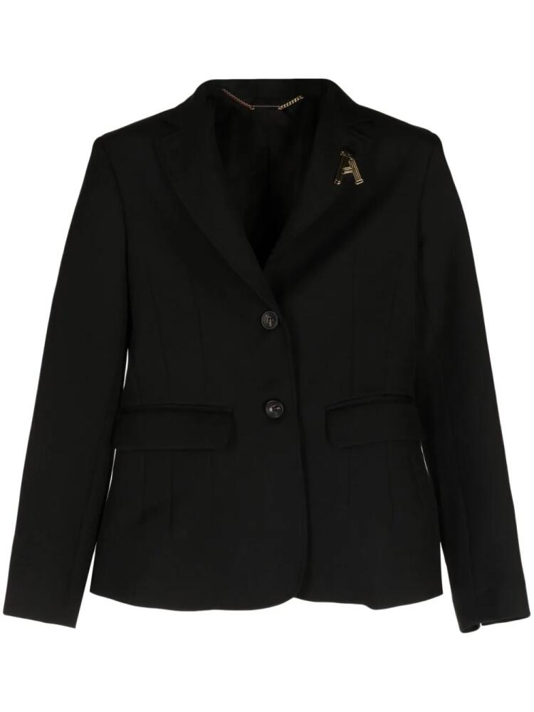 Aries logo-appliqué single-breasted blazer - Black Cover