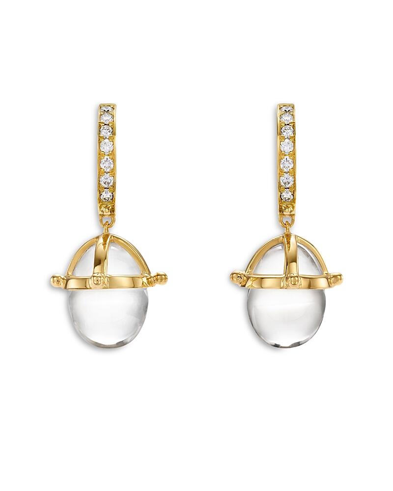 Temple St. Clair 18K Yellow Gold Crystal & Diamond Granulated Drop Earrings Cover