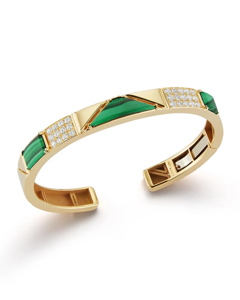 Miseno Baia 18K Yellow Gold Cuff Bracelet with Malachite and Diamonds Cover