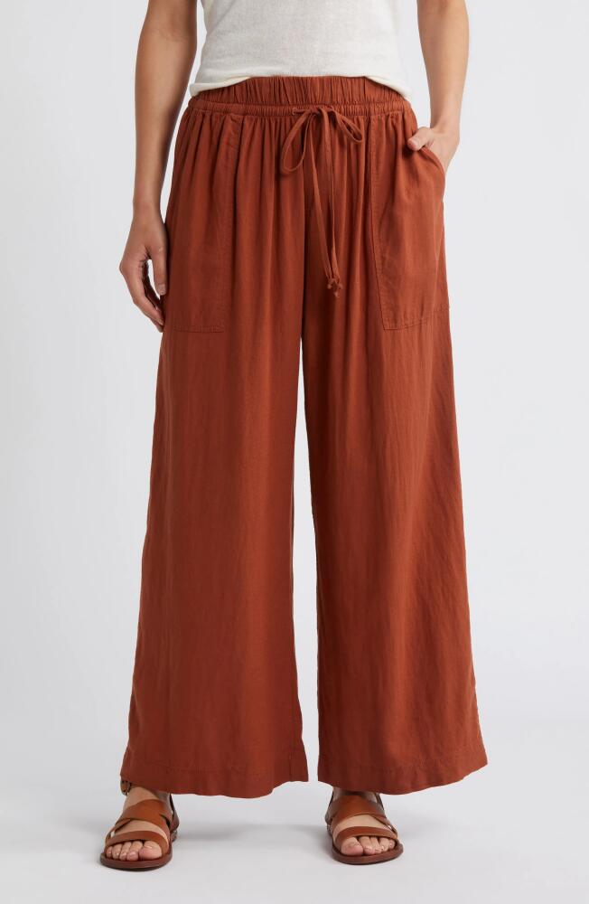 Treasure & Bond Utility Linen Blend Drawstring Pants in Rust Sequoia Cover