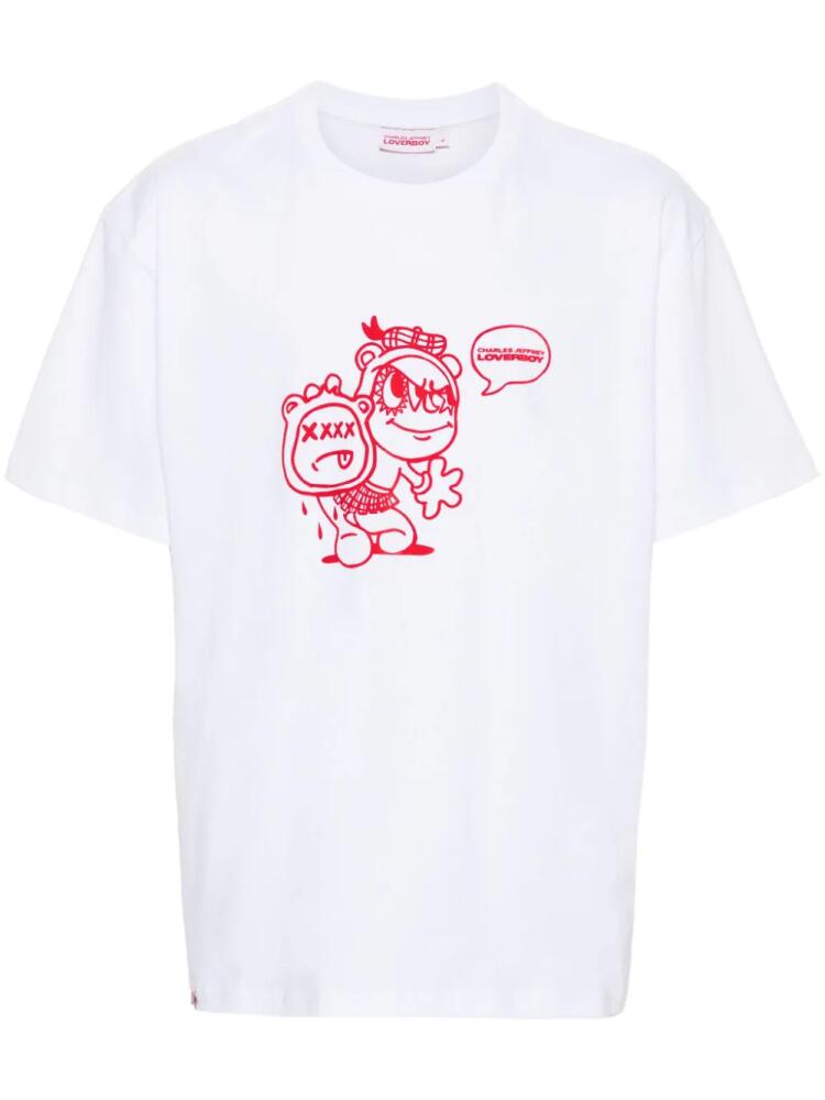 Charles Jeffrey Loverboy flocked logo cotton T-shirt - White Cover