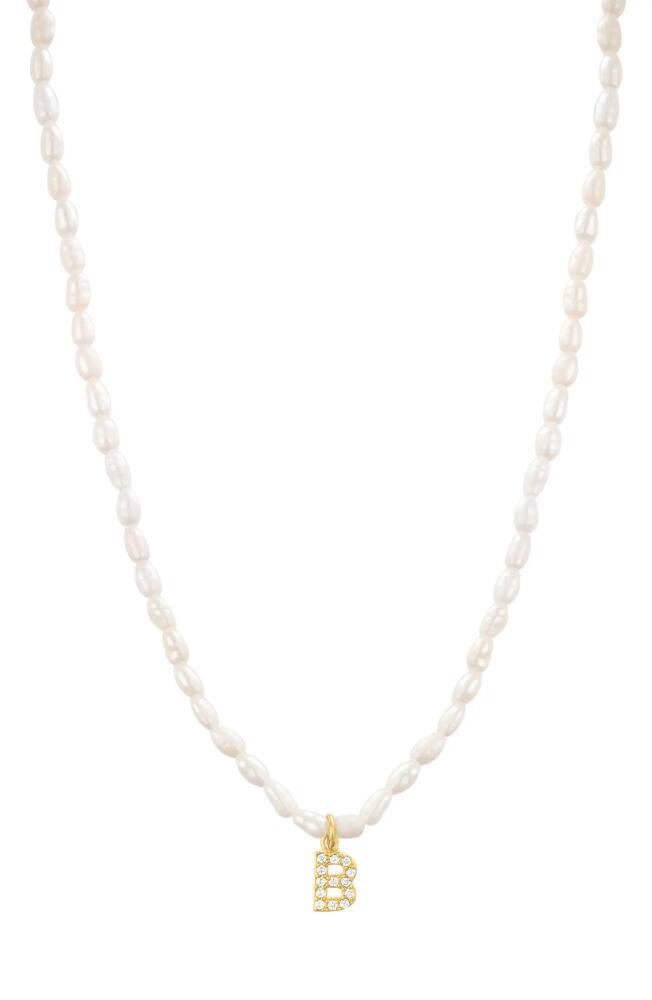 st. Moran Initial Freshwater Pearl Beaded Necklace in White - B Cover