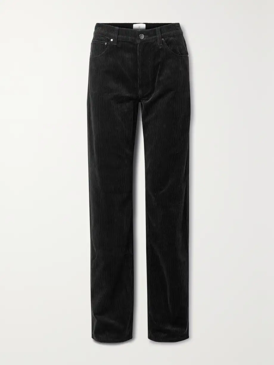 Anine Bing - Roy Cotton-corduroy Straight-leg Pants - Black Cover