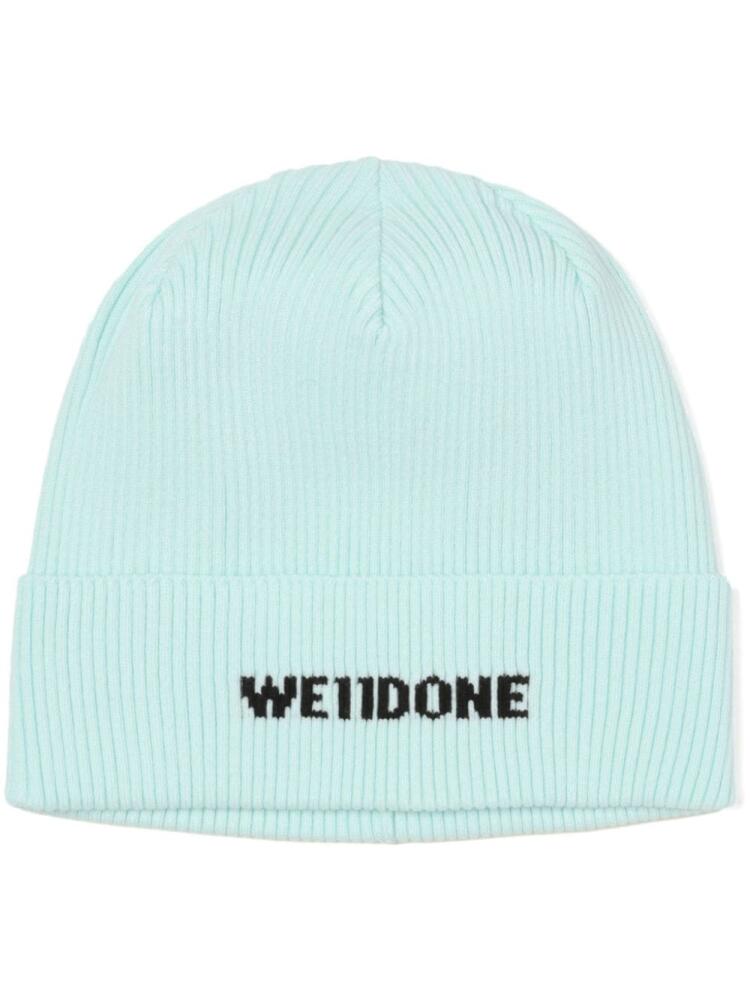 We11done logo-intarsia ribbed beanie - Blue Cover