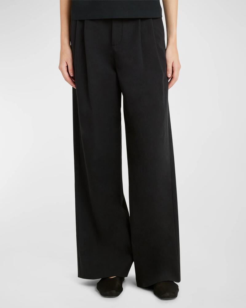 ARMARIUM Giorgina Double-Pleated Wide-Leg Cotton-Linen Pants Cover