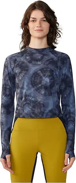 Mountain Hardwear Crater Lake Long Sleeve Crop (Blue Slate Spore Dye Print) Women's Clothing Cover