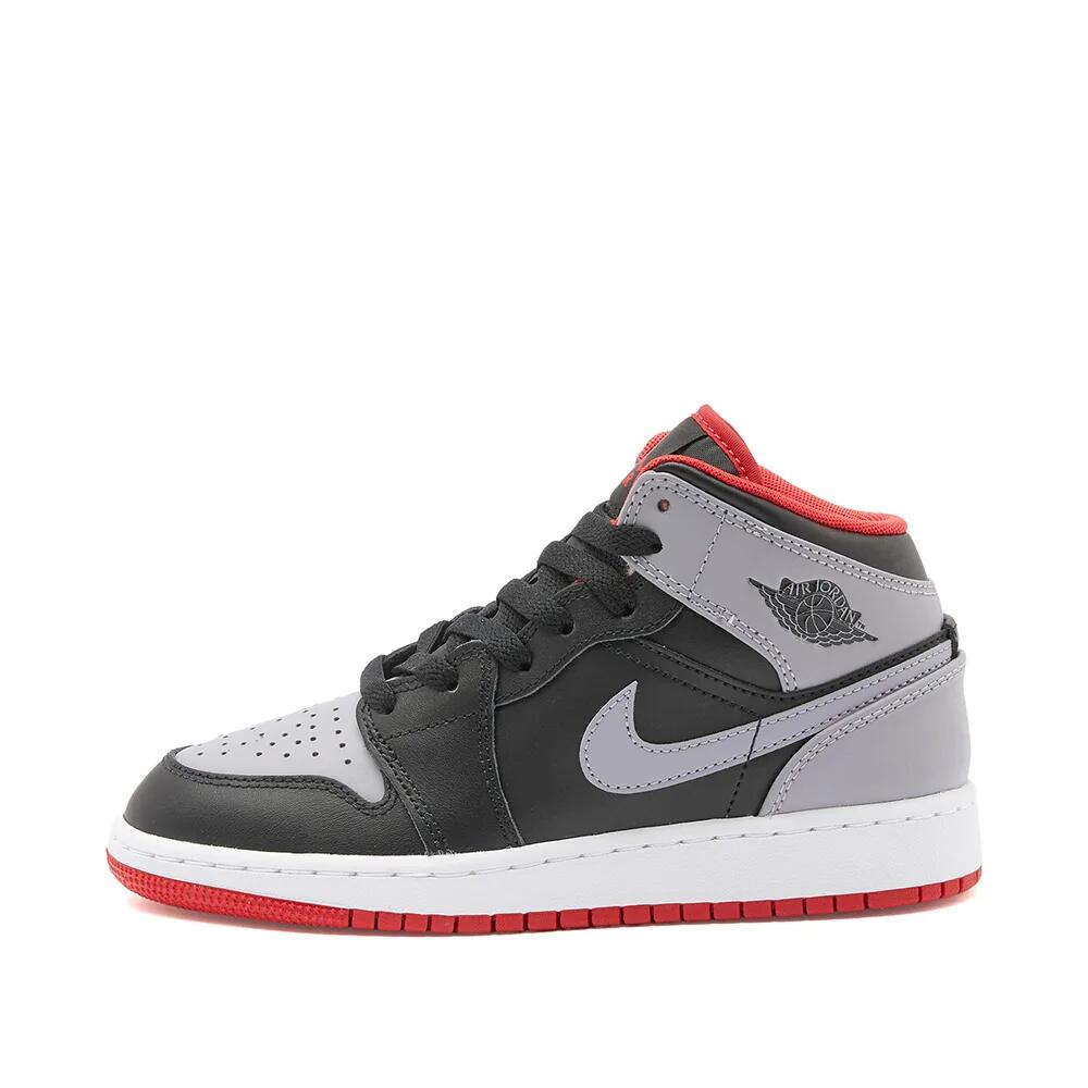 Air Jordan Men's 1 Mid GS Sneakers in Cement Grey/Fire Red/White Cover