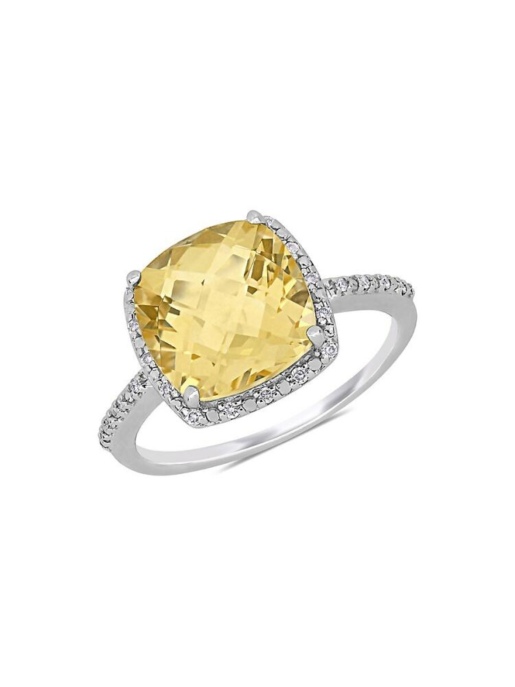 Sonatina Women's Sterling Silver, Citrine & Diamond Halo Ring Cover