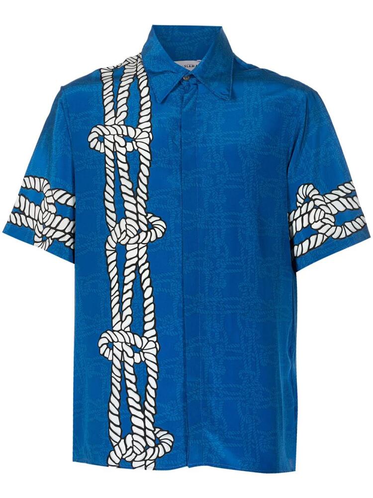 Amir Slama graphic-print silk shirt - Blue Cover