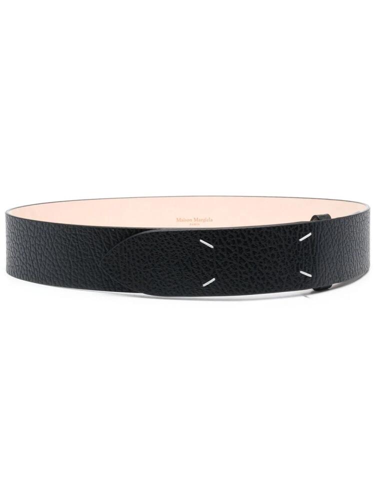 Maison Margiela grained four-stitch belt - Black Cover