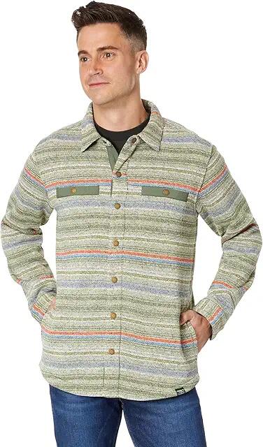 L.L.Bean Sweater Fleece Shirt Jacket Print Regular (Marsh Olive Stripe) Men's Clothing Cover