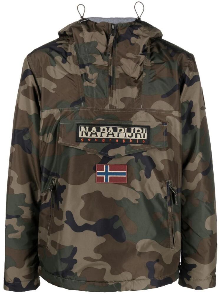 Napapijri logo-patch camouflage-print jacket - Green Cover