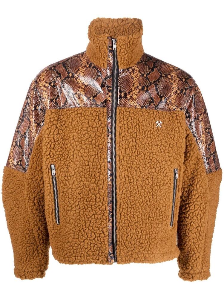 GmbH snakeskin-print teddy jacket - Orange Cover