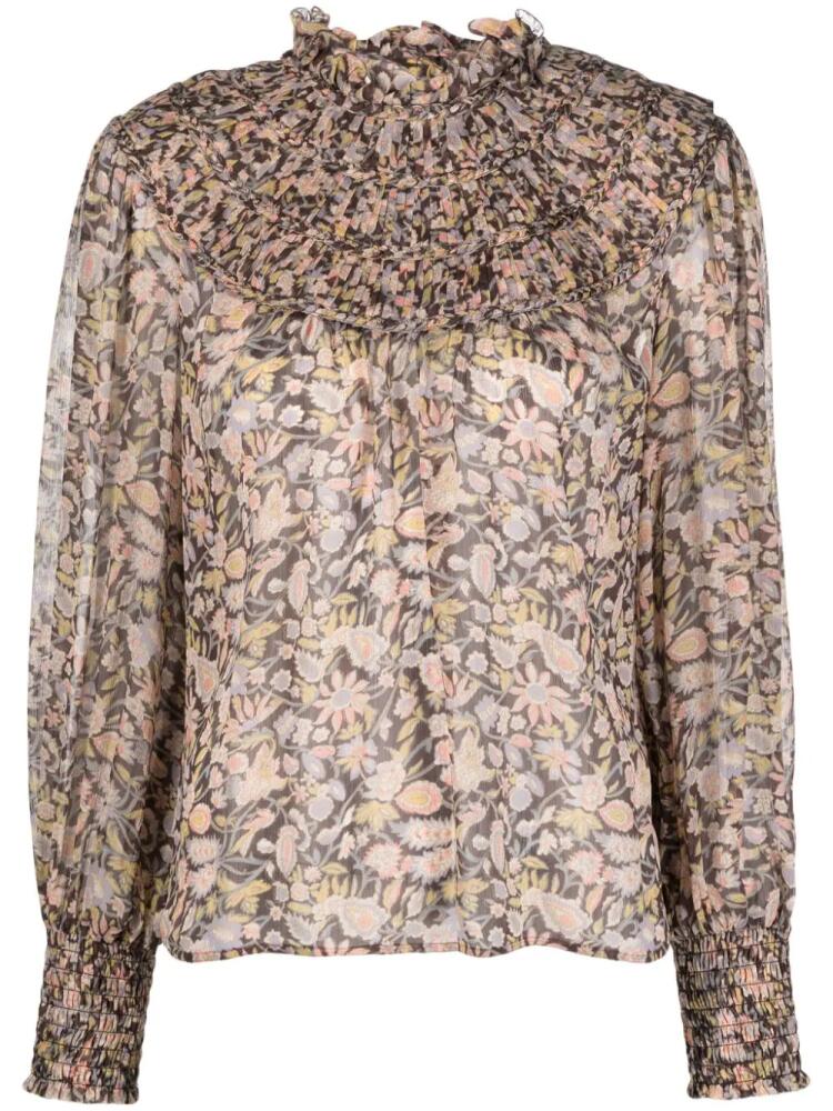 Polo Ralph Lauren floral-print ruffle-collar blouse - Brown Cover