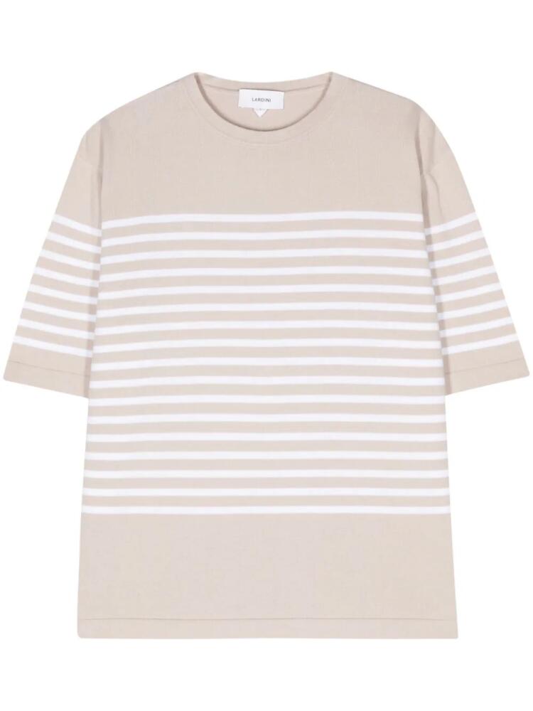 Lardini striped knitted T-shirt - Neutrals Cover